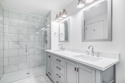 Double Vanity with Modern Faucets